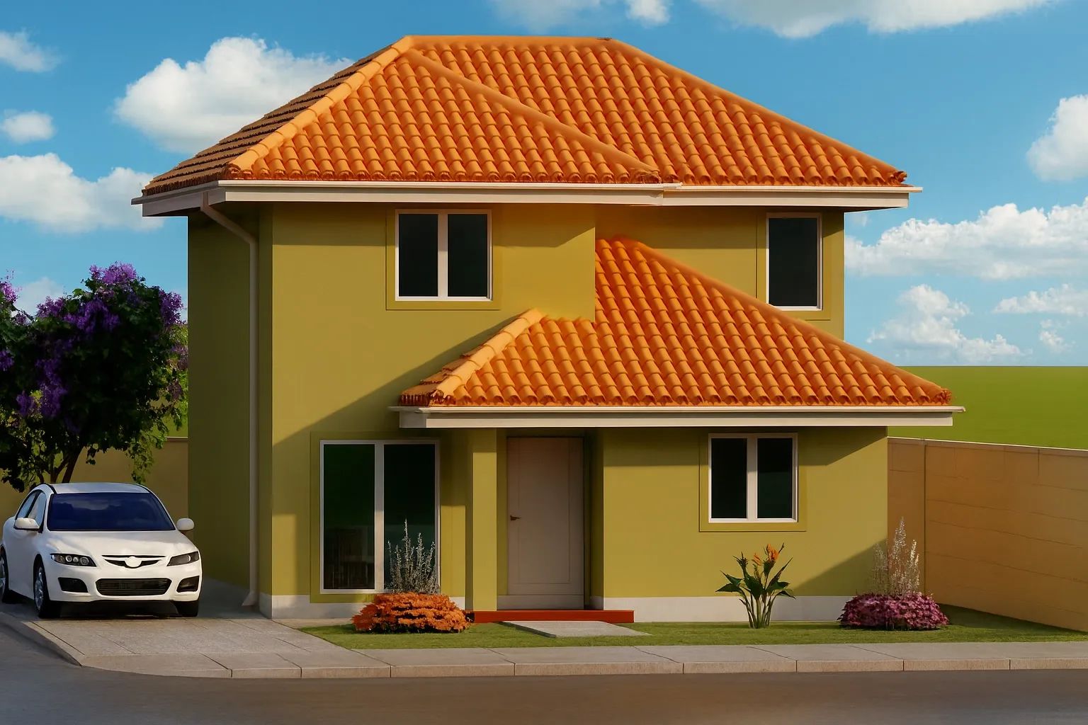 Render de fachada, modelo 99 m²