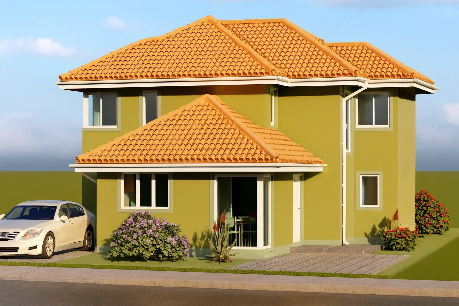 Render de fachada, modelo 134 m²